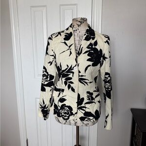 Clément 100% Cotton Floral Classic 2-button Black/White Blazer coastal work